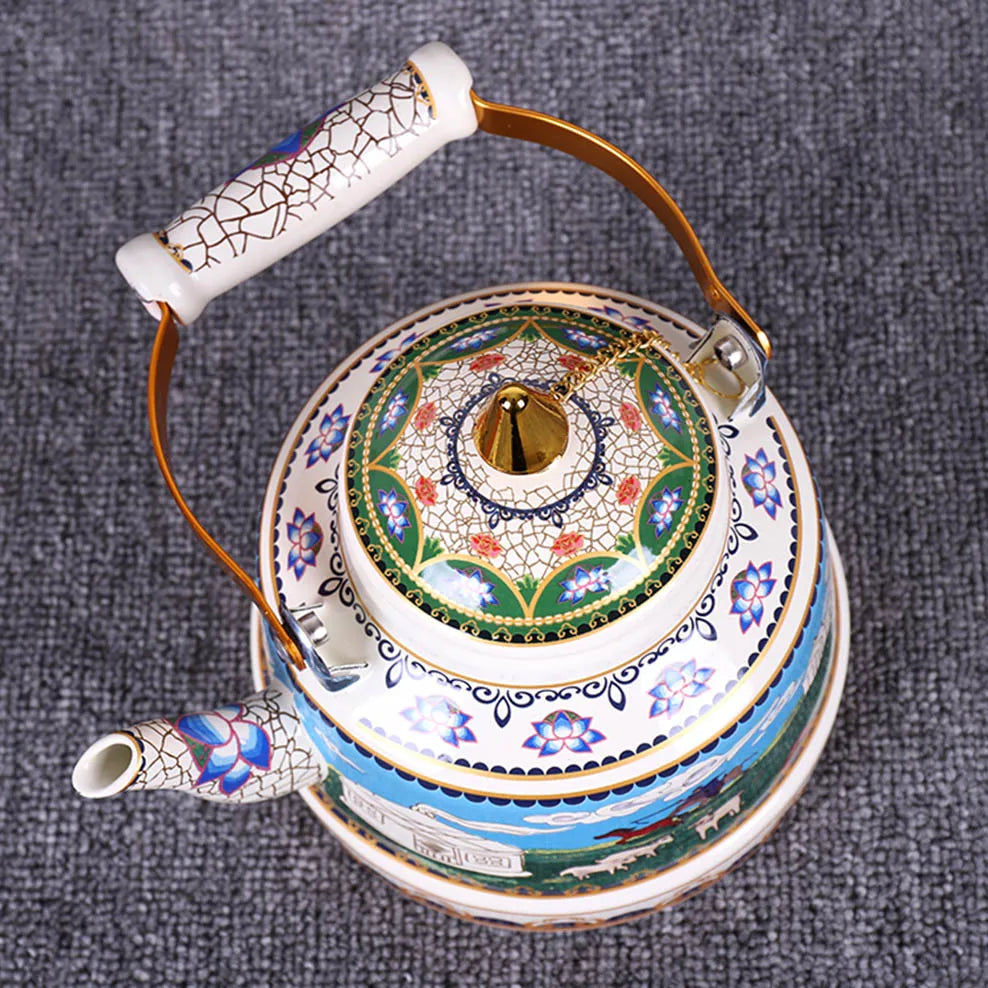 1.7L Tibetan Style Porcelain Enameled Teapot Chinese Ethnic Characteristic Milk Tea Infuser Enamel Boiling Water Kettle Buy Our Tea