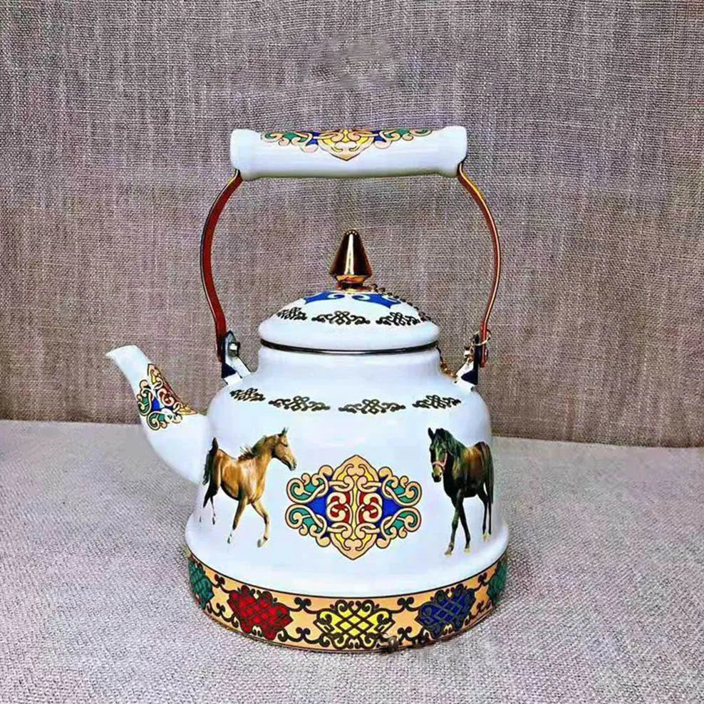 1.7L Tibetan Style Porcelain Enameled Teapot Chinese Ethnic Characteristic Milk Tea Infuser Enamel Boiling Water Kettle Buy Our Tea