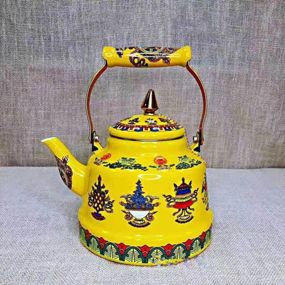 1.7L Tibetan Style Porcelain Enameled Teapot Chinese Ethnic Characteristic Milk Tea Infuser Enamel Boiling Water Kettle Buy Our Tea