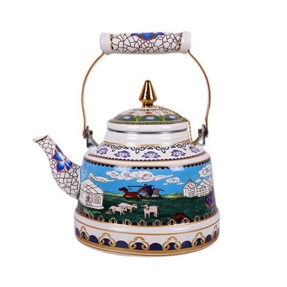 1.7L Tibetan Style Porcelain Enameled Teapot Chinese Ethnic Characteristic Milk Tea Infuser Enamel Boiling Water Kettle Buy Our Tea