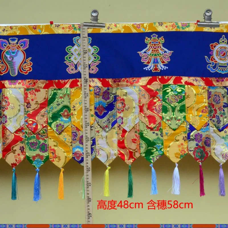 1.9 Meters long Buddha hall Temple decoration Buddhism 8 Auspicious Symbols wall Hanging table Altar Enclosing curtain draperies
