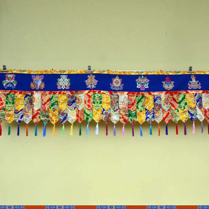 1.9 Meters long Buddha hall Temple decoration Buddhism 8 Auspicious Symbols wall Hanging table Altar Enclosing curtain draperies