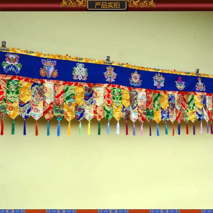 1.9 Meters long Buddha hall Temple decoration Buddhism 8 Auspicious Symbols wall Hanging table Altar Enclosing curtain draperies