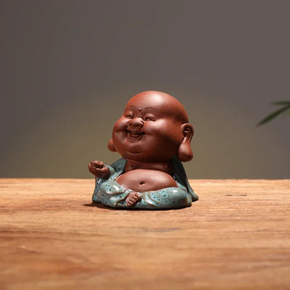 1 PCS Handmade Purple Clay Lovely Buddha Monk  Figurine Ornament Fingertip Small Tea Pets Boutique Tea Table Tea Set Crafts