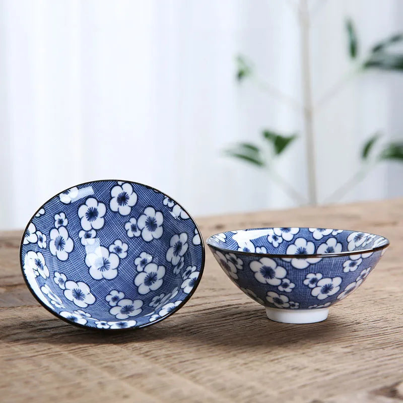 1 PCS Retro Blue and White Porcelain Cone Teacup Anti Scaling Hand-Painted Ceramic Tea Bowl Travel Meditation Cups Tea set