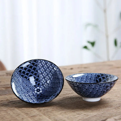 1 PCS Retro Blue and White Porcelain Cone Teacup Anti Scaling Hand-Painted Ceramic Tea Bowl Travel Meditation Cups Tea set