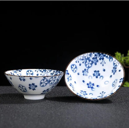 1 PCS Retro Blue and White Porcelain Cone Teacup Anti Scaling Hand-Painted Ceramic Tea Bowl Travel Meditation Cups Tea set