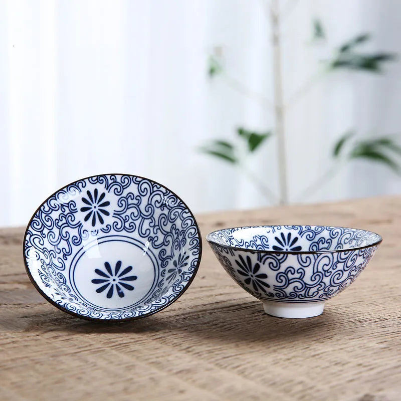 1 PCS Retro Blue and White Porcelain Cone Teacup Anti Scaling Hand-Painted Ceramic Tea Bowl Travel Meditation Cups Tea set