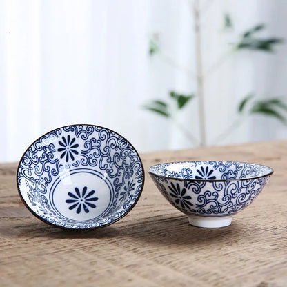 1 PCS Retro Blue and White Porcelain Cone Teacup Anti Scaling Hand-Painted Ceramic Tea Bowl Travel Meditation Cups Tea set