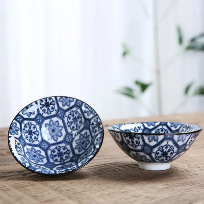 1 PCS Retro Blue and White Porcelain Cone Teacup Anti Scaling Hand-Painted Ceramic Tea Bowl Travel Meditation Cups Tea set