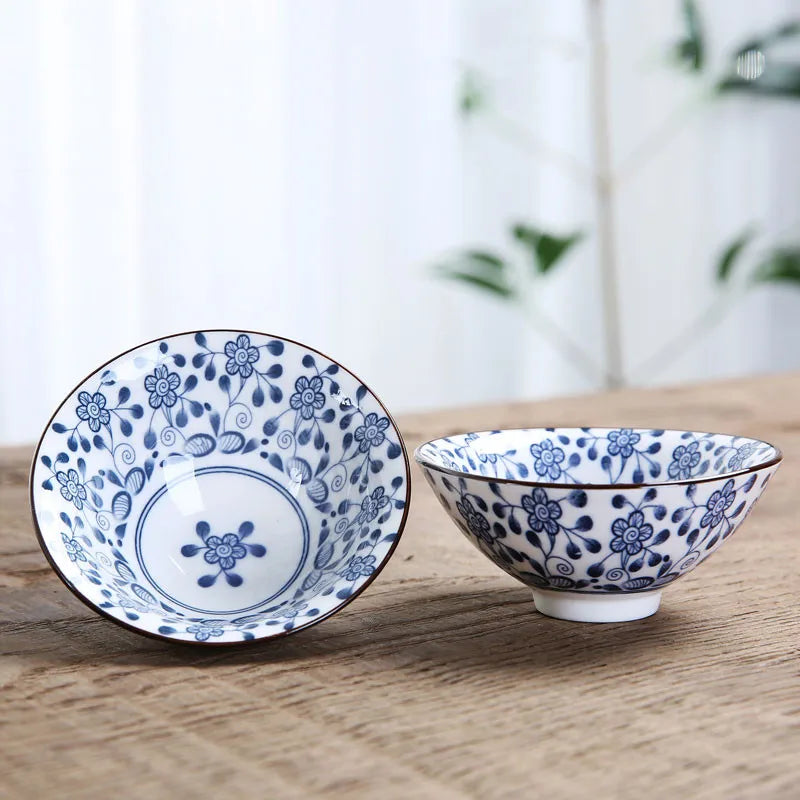 1 PCS Retro Blue and White Porcelain Cone Teacup Anti Scaling Hand-Painted Ceramic Tea Bowl Travel Meditation Cups Tea set
