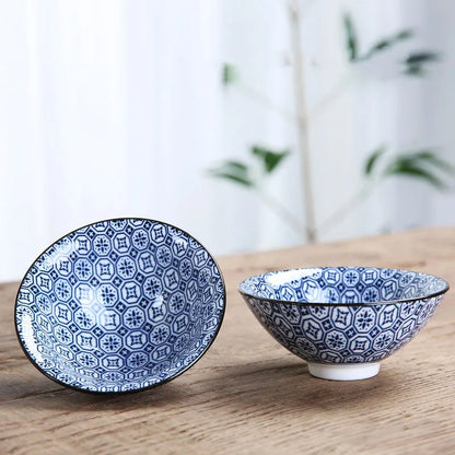 1 PCS Retro Blue and White Porcelain Cone Teacup Anti Scaling Hand-Painted Ceramic Tea Bowl Travel Meditation Cups Tea set