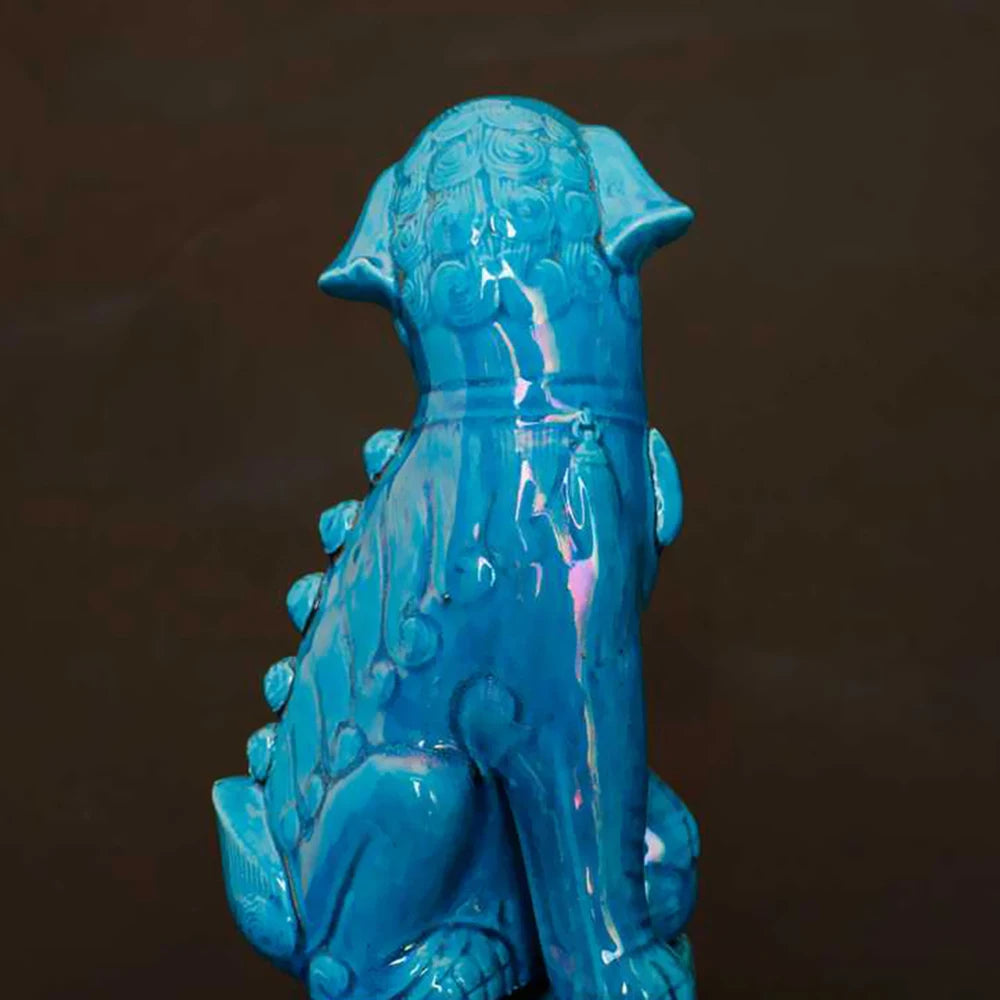 1 Pair Chinese Jingdezhen Ceramics Porcelain Blue Foo Fu Dog Guardion Lion Statue for Desktop Car Ornaments Buy Our Tea