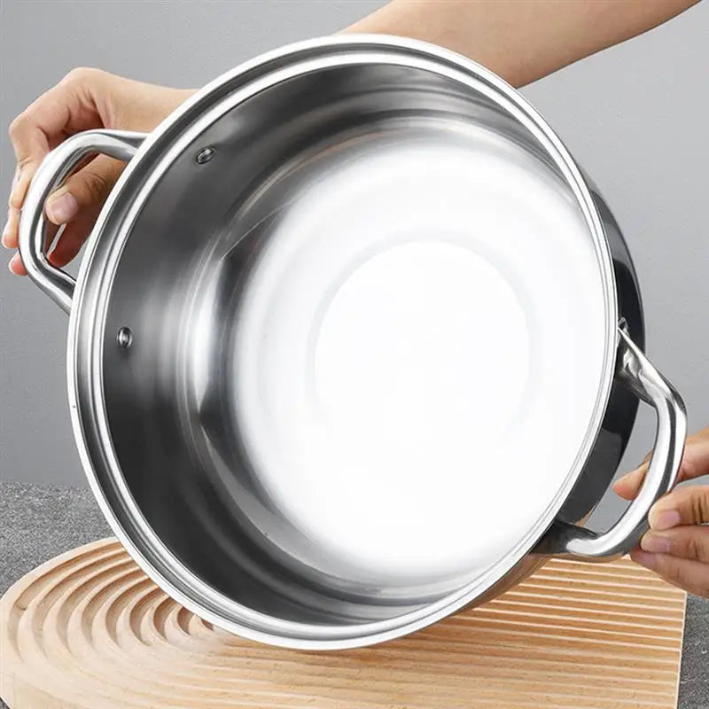 1 Set 28cm Stainless Steel Two Layer Thick Steamer Pot Soup Steam Pot Universal Cooking Pots For Induction Cooker Gas Stove