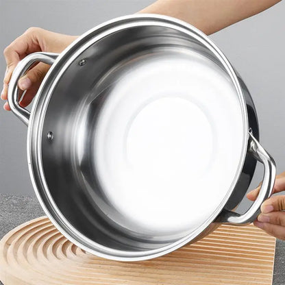 1 Set 28cm Stainless Steel Two Layer Thick Steamer Pot Soup Steam Pot Universal Cooking Pots For Induction Cooker Gas Stove