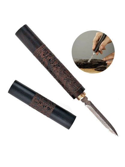 1 Stainless Steel Ebony Pu'Er Tea Cutting Needle Knife Damascus Tea Knife Solid Wood Tea Set Tea Accessories Buy Our Tea