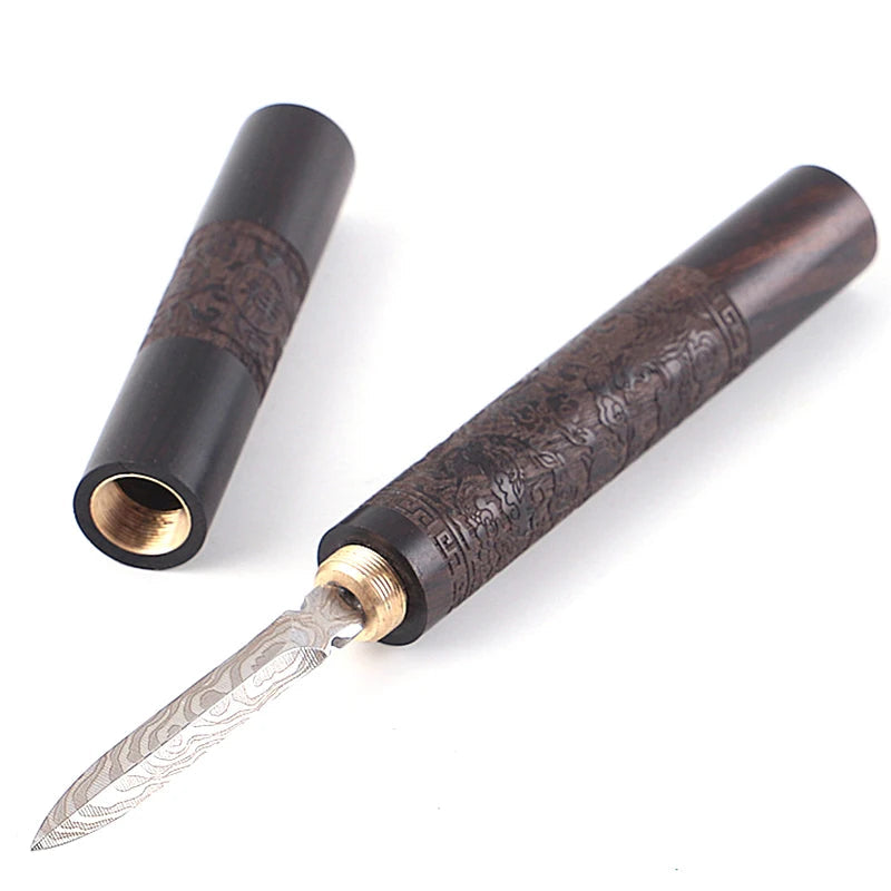 1 Stainless Steel Ebony Pu'Er Tea Cutting Needle Knife Damascus Tea Knife Solid Wood Tea Set Tea Accessories Buy Our Tea