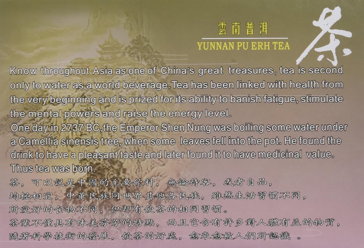 1 X Yunnan Pu Erh Tea (100 Tea Bags) Buy Our Tea