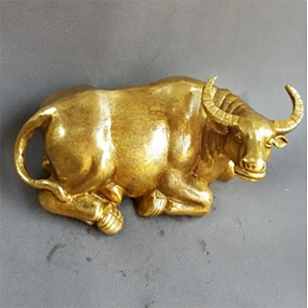 1 pair of pure copper cattle lying cattle ornaments