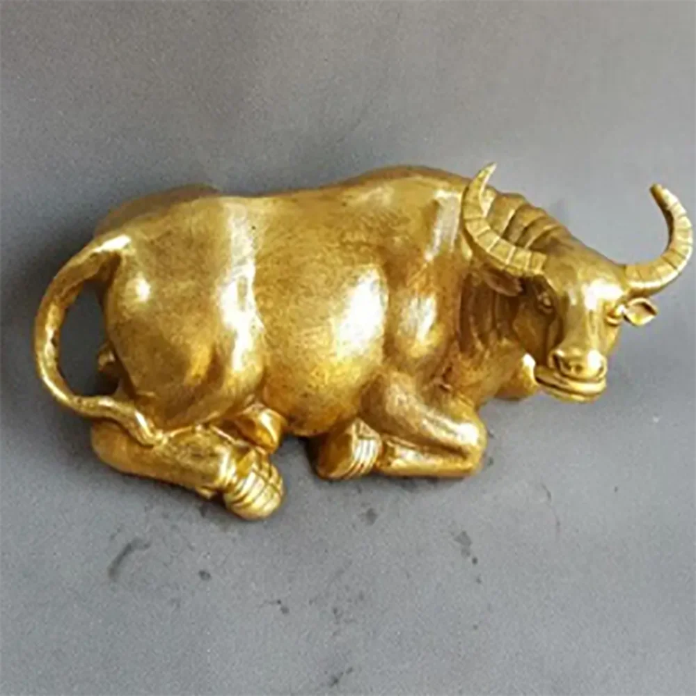 1 pair of pure copper cattle lying cattle ornaments