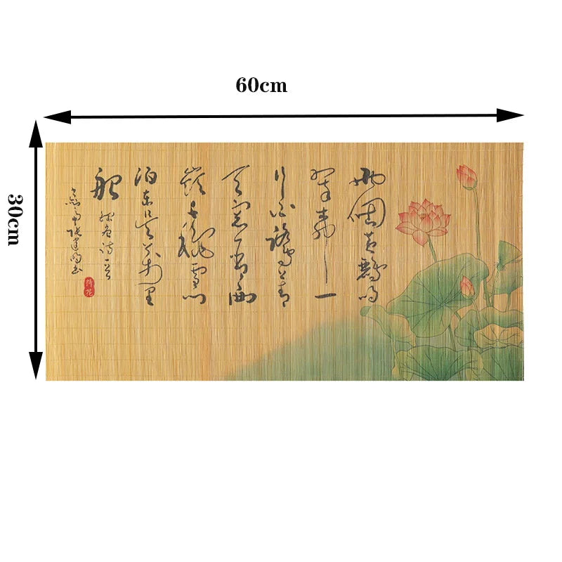 1 pcs Chinese style napkin insulation pad Hand-woven bamboo slip-proof decorative printing table mat Kung Fu tea set mat 30*60cm