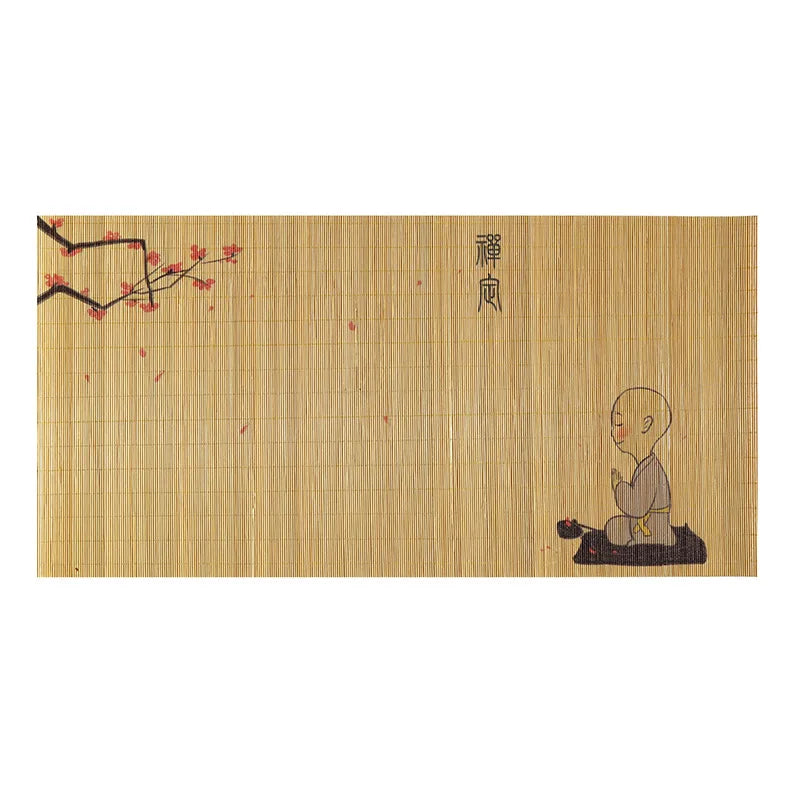 1 pcs Chinese style napkin insulation pad Hand-woven bamboo slip-proof decorative printing table mat Kung Fu tea set mat 30*60cm