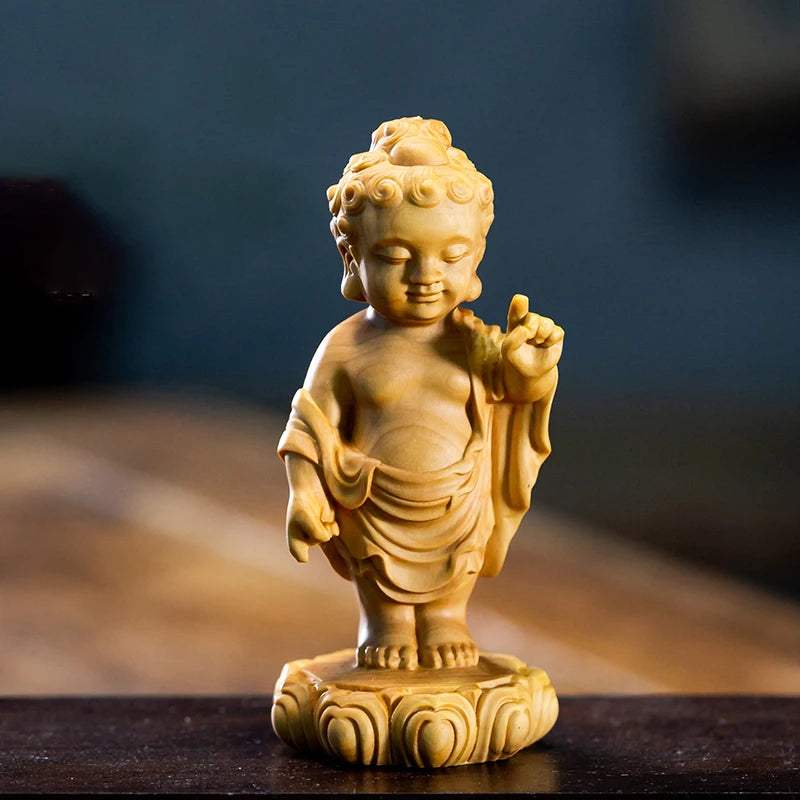 10/12CM Sakyamuni Buddha New Wood Statue Buddha Statue Boxwood Zodiac Home Decoration Fortune Prosperity Feng Shui Decoration