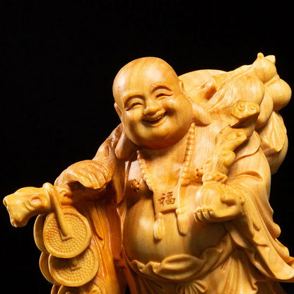 10/13/15CM Laugh Maitreya Small Figurines Wood Statue Collection Ornaments Gifts Figures Laughing Buddha Statues Home Decoration