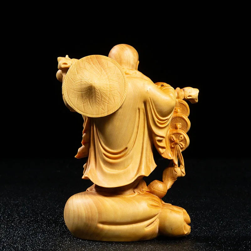 10/13/15CM Laugh Maitreya Small Figurines Wood Statue Collection Ornaments Gifts Figures Laughing Buddha Statues Home Decoration