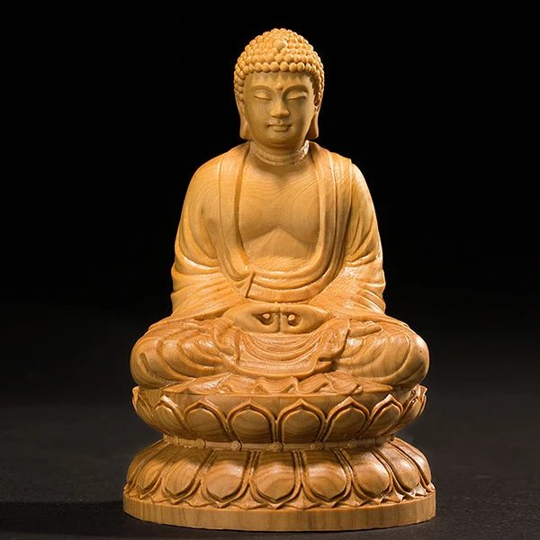 10/13CM Mini Shakyamuni Buddha Wood Handmade Carved Gift Buddha Figures Home Decoration Collection Ornaments Desk Decors
