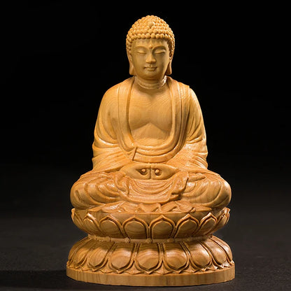 10/13CM Mini Shakyamuni Buddha Wood Handmade Carved Gift Buddha Figures Home Decoration Collection Ornaments Desk Decors