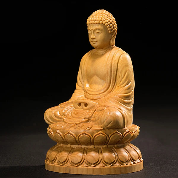 10/13CM Mini Shakyamuni Buddha Wood Handmade Carved Gift Buddha Figures Home Decoration Collection Ornaments Desk Decors