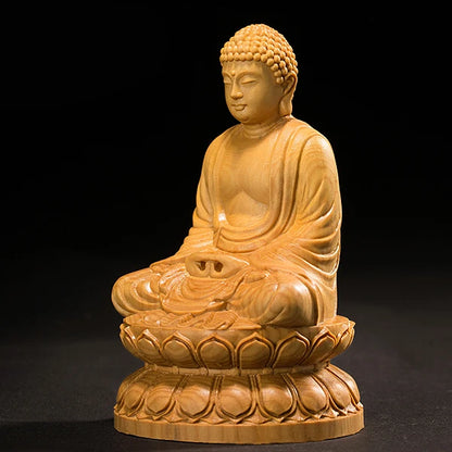 10/13CM Mini Shakyamuni Buddha Wood Handmade Carved Gift Buddha Figures Home Decoration Collection Ornaments Desk Decors