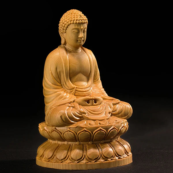 10/13CM Mini Shakyamuni Buddha Wood Handmade Carved Gift Buddha Figures Home Decoration Collection Ornaments Desk Decors