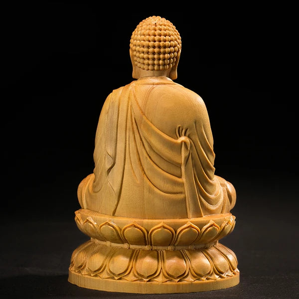 10/13CM Mini Shakyamuni Buddha Wood Handmade Carved Gift Buddha Figures Home Decoration Collection Ornaments Desk Decors