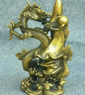 10" China Buddhism Pure Bronze GuanYin Kwan-Yin Bodhisattva stand Dragon Statue