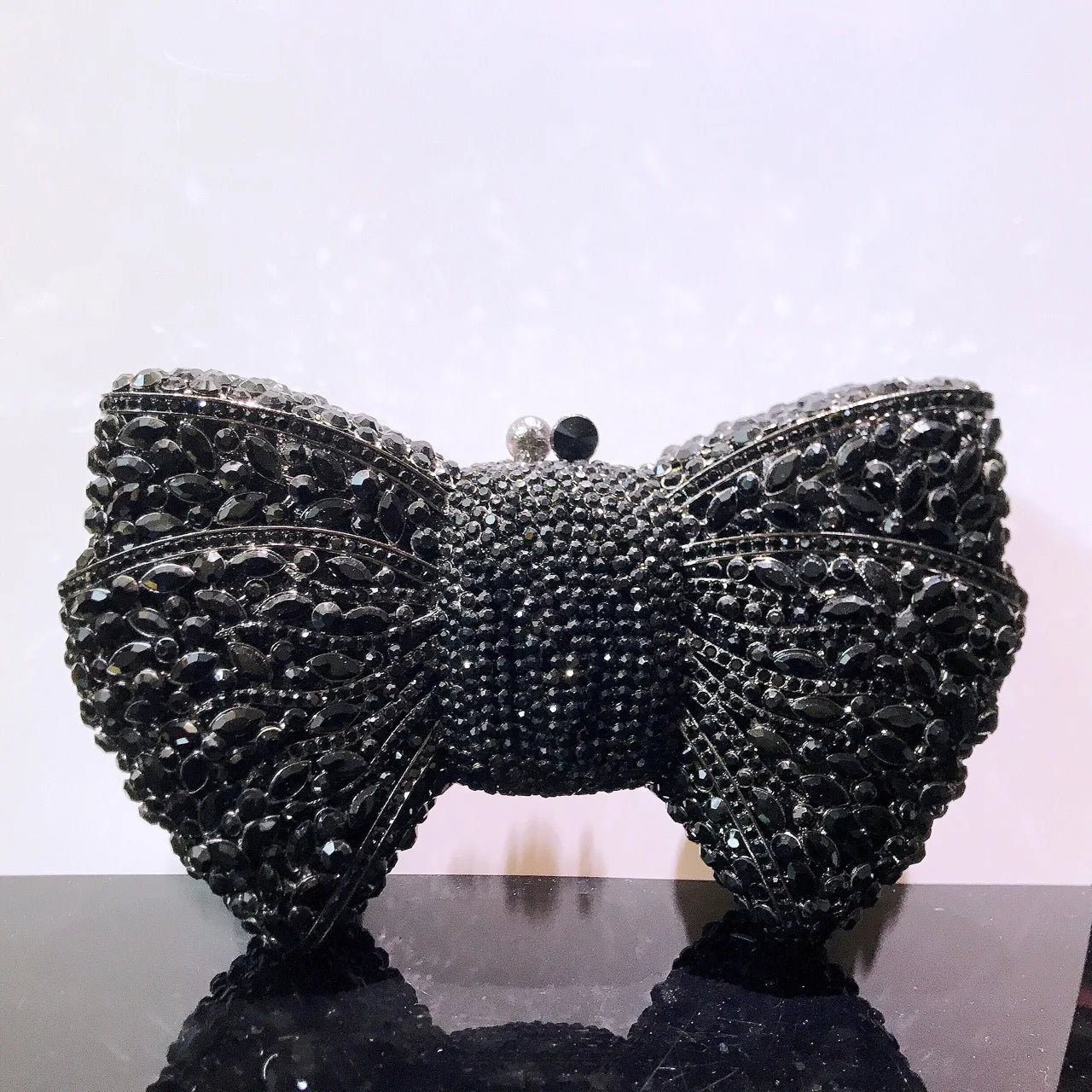 10 Colors Bow Rhinestone Woman Prom Clutches Diamond Crystal Evening Bag Cocktail Party Wedding Handbag Elegant Bridal Purse