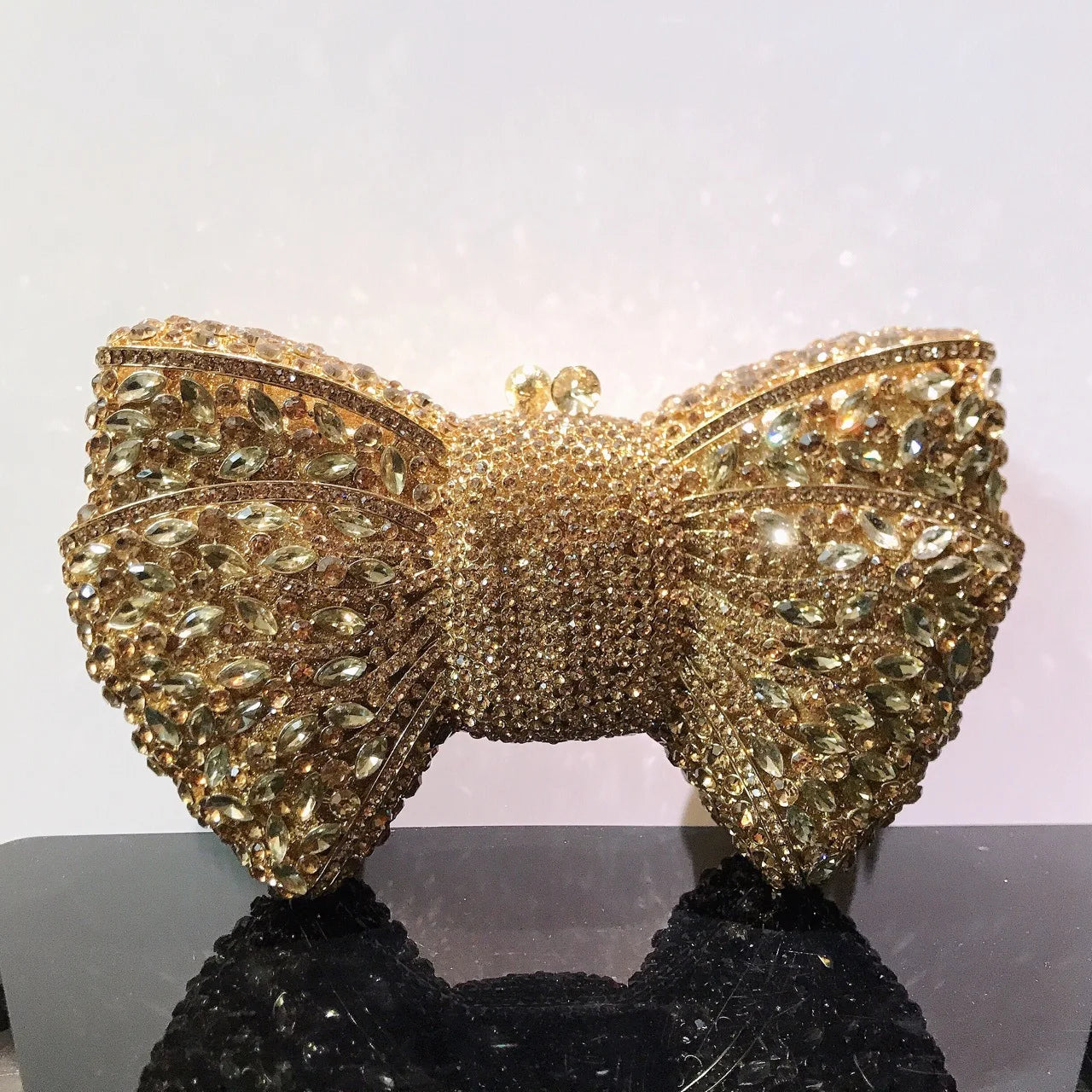 10 Colors Bow Rhinestone Woman Prom Clutches Diamond Crystal Evening Bag Cocktail Party Wedding Handbag Elegant Bridal Purse