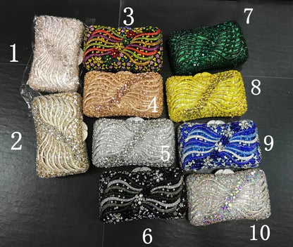 10 Colors Hollow Flower High Quality Dinner Purse Women Crystal Diamond Party Prom Handbag Wedding Bridal Banquet Evening Bag