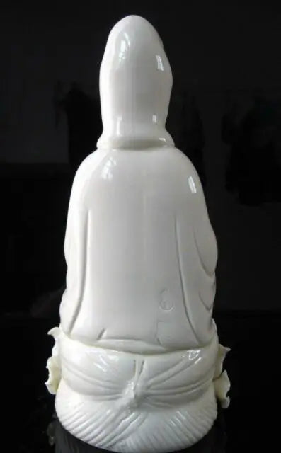 10" Exquisite Chinese Dehua Porcelain Kwan-yin Guanyin goddess Statue
