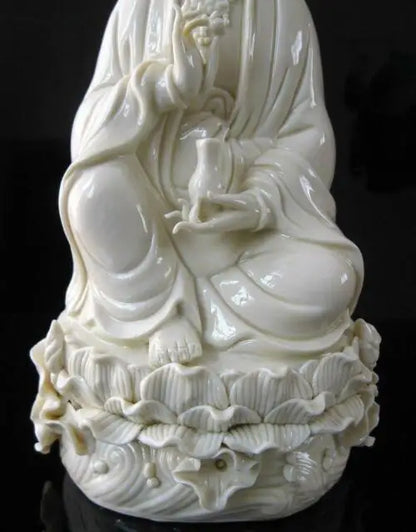 10" Exquisite Chinese Dehua Porcelain Kwan-yin Guanyin goddess Statue