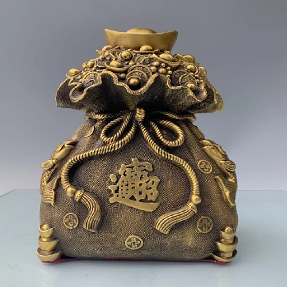 10" Old China Bronze Dragon Loong Play Beads Pine Tree Mountain Blessing Statue