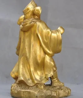 10"Old Chinese Bronze Pig God Zhu Bajie Wuneng of Famous Xi Youji prong Statue
