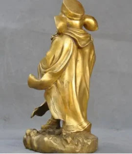 10"Old Chinese Bronze Pig God Zhu Bajie Wuneng of Famous Xi Youji prong Statue