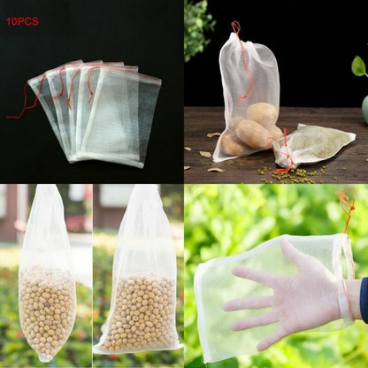 10 Pack Reusable Produce Bags Black ROPE Mesh Vegetable Fruit Toys Storage Pouch Buy Our Tea