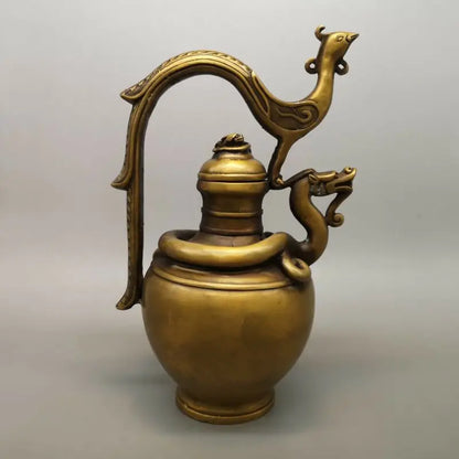 10" Qianlong Mark Chinese Old Antique Bronze Peacock Incense Burner Statue
