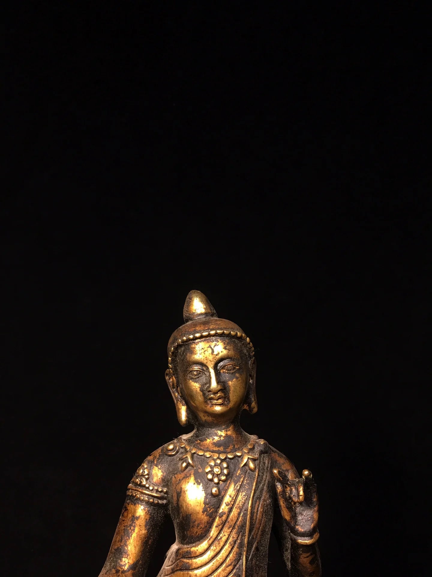 10"Tibet Temple Collection Old Bronze Cinnabar Mud gold Northern Wei Buddha Bench Buddha Shakyamuni Worship Hall Town house