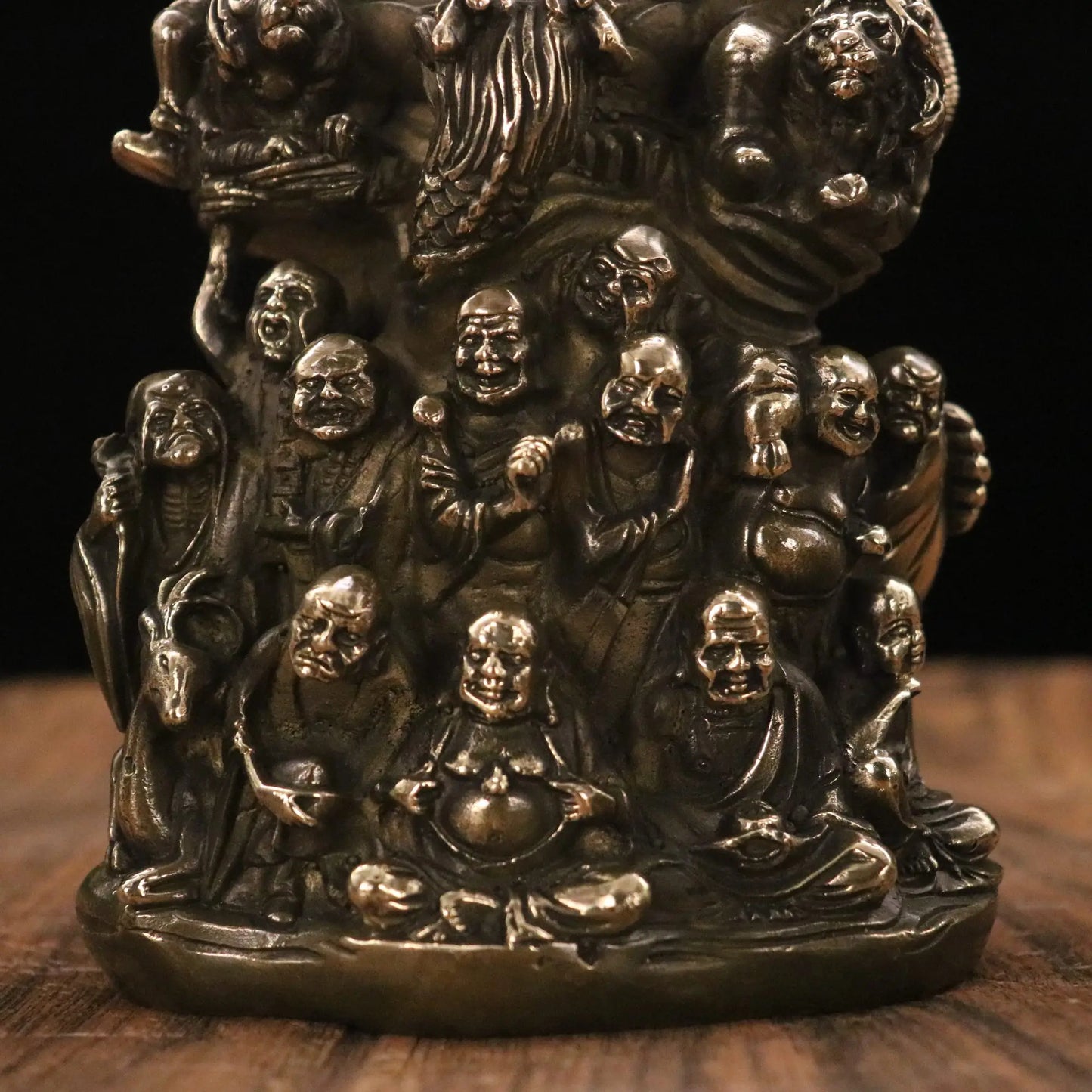 10"Tibetan Temple Collection Old Brass Shakyamuni Eighteen Arhat Buddha statue Worship Hall Town house Exorcism