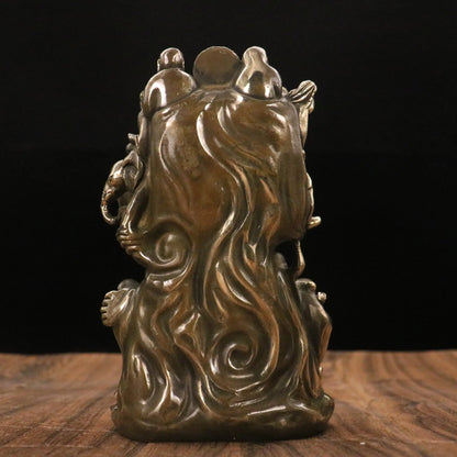 10"Tibetan Temple Collection Old Brass Shakyamuni Eighteen Arhat Buddha statue Worship Hall Town house Exorcism