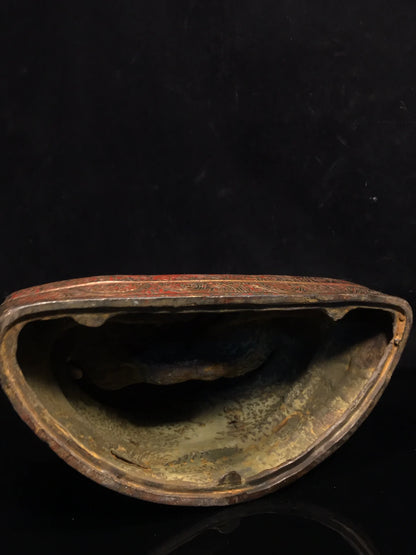 10"Tibetan Temple Collection Old Bronze Cinnabar Mud gold Guru Buddha Buddhist teacher Buddha Terrace worship hall Town house